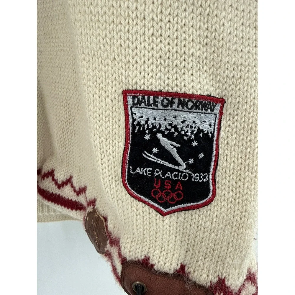 Dale of Norway Sweater Men M Cream Lake Placid 1932 Olympic Windstopper Zip